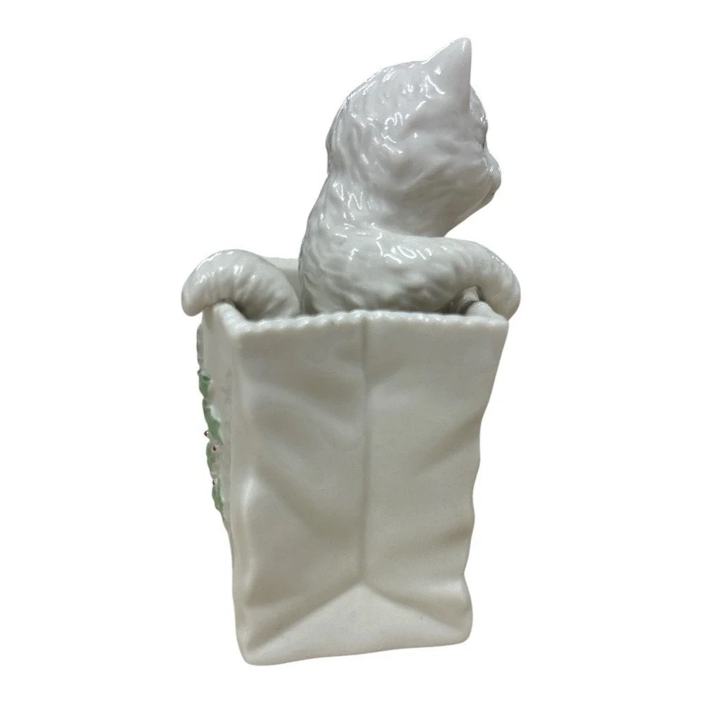 Lenox Capture the Season Cat in Christmas Bag Figurine Ceramic